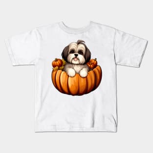 Shih Tzu Dog inside Pumpkin #2 Kids T-Shirt